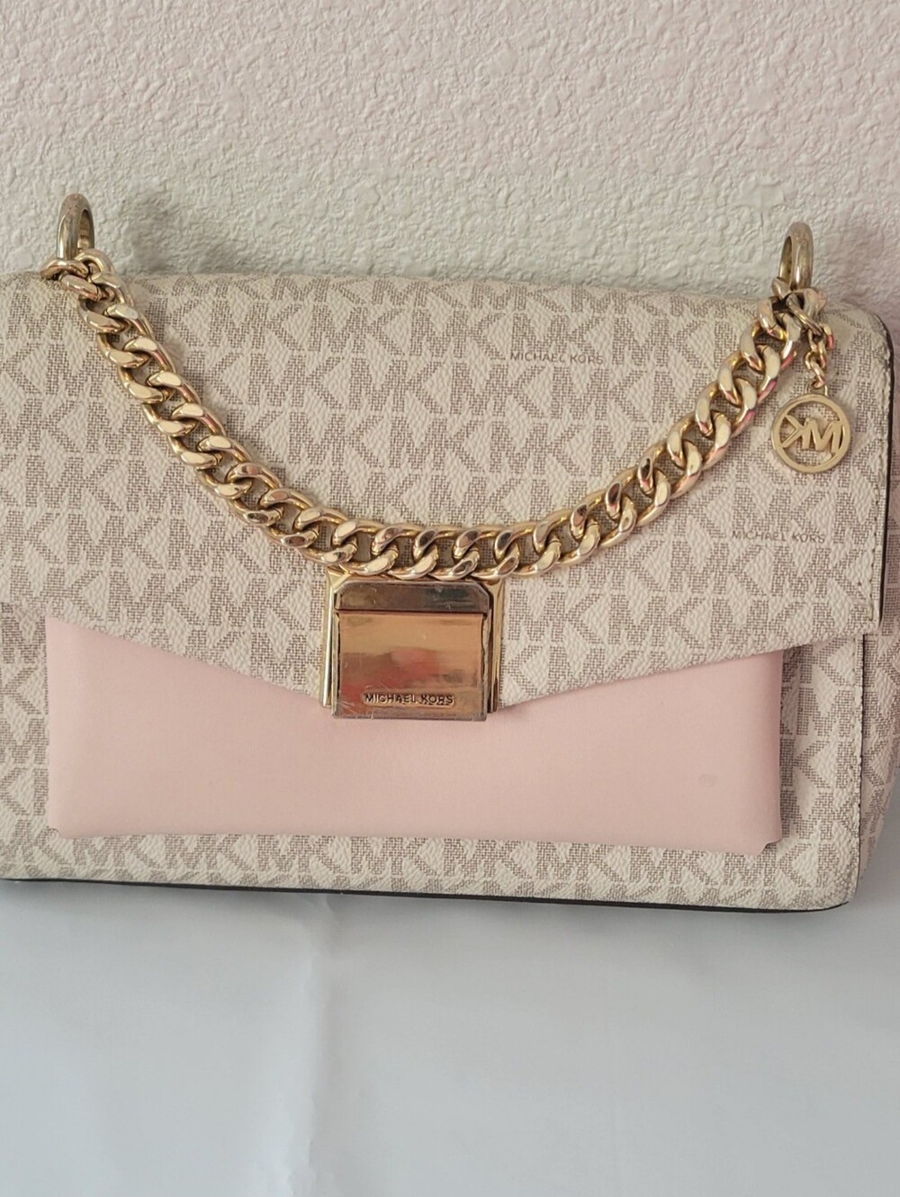 Michael Kors Pink Signature Chain Shoulder Bag